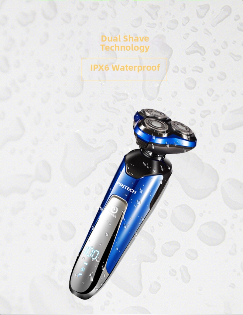 Rasoio multifunzione 3 in 1 Pritech da uomo con display digitale a LED, ricaricabile e impermeabile, rifinitore per barba._voghion.com