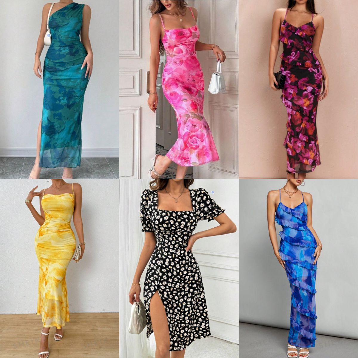 Long Sexy Women's Tie Dye Vest Dress Gown Sexy Suspender Dress_ecoleips.com