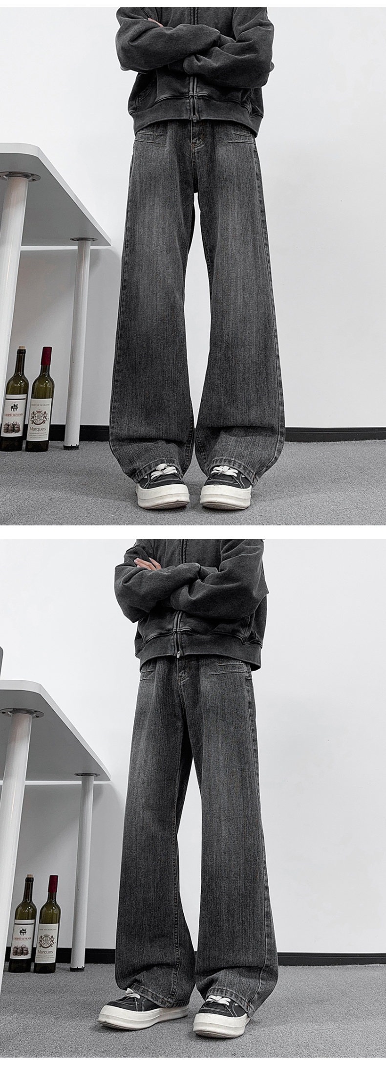 Men's Clothing Men's Blue Flared Jeans High Street Style Loose Casual Pants For Teenagers Spring For Formal & Casual_mkmklike.com