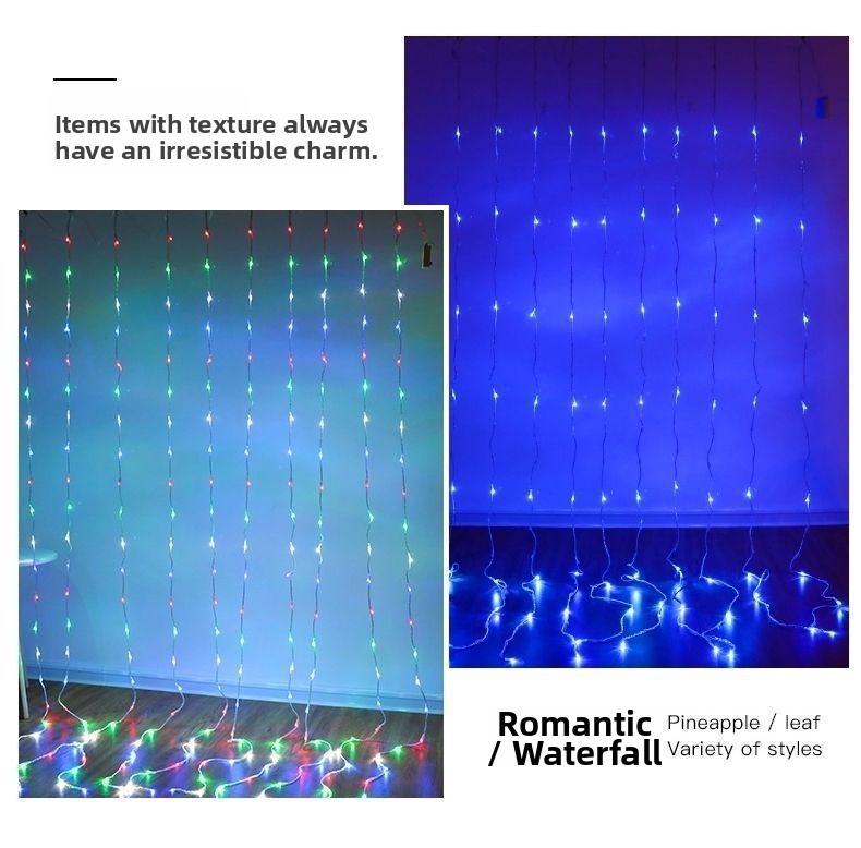 Led Curtain Light Festive Waterfall Decoration With Starry Effect_voghion.com