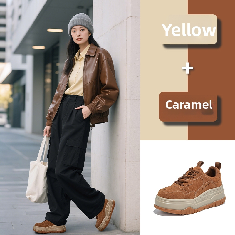 Women's White Thick Soled Sneakers Height Increasing Retro Style Plastic Sheet Sole Spring New Fashion Sports Shoes_voghion.com