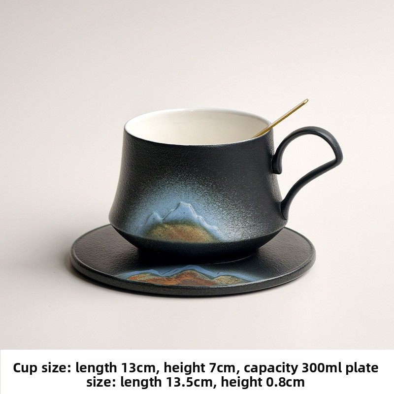 Tazza da caffè, set di tazza e piattino in ceramica, tazza con decorazione latte art in rilievo_voghion.com