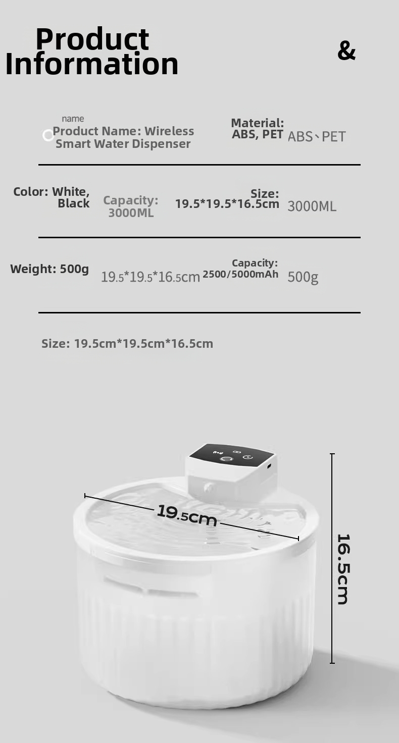 Automatic Wireless Sensor Cat Water Fountain Portable Pet Bowl_voghion.com