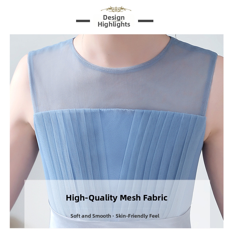 Robe longue sans manches en tulle fée pour mariage et anniversaire_voghion.com
