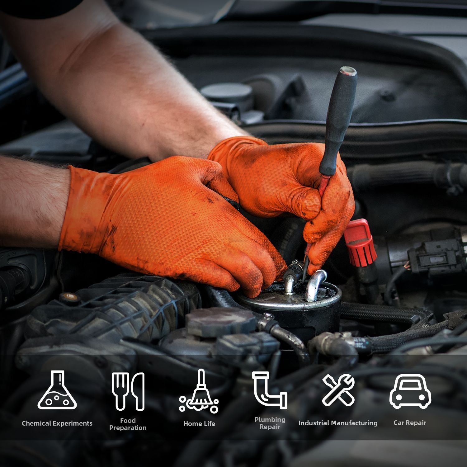 Disposable Nitrile Butadiene Gloves Extra Thick Diamond Patterned For Automotive Repair Industrial Wear Resistant_voghion.com