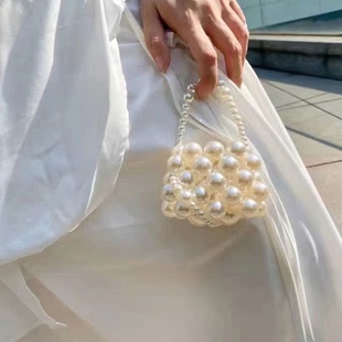Pearl handmade bag coin purse bag cute children's pearl bag messenger bag ins elegant niche handbag beaded