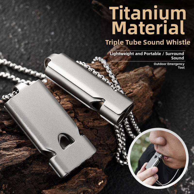 Titanium Alloy Triple Tube Survival Whistle High Volume Outdoor Emergency EDC Tools_voghion.com