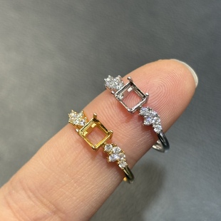 Factory wholesale 925 silver ring empty holder semi-finished size square 5mm Seiko craft batch in stock
