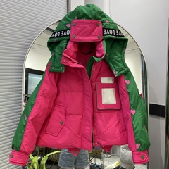 欧货潮牌羽绒服女短款2025冬季新款时尚拼接小个子加厚白鸭绒外套