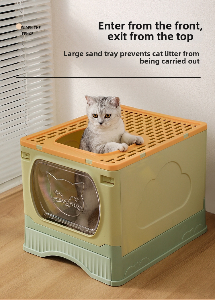 Große Klappbare Katzentoilette Mit Haube Für Einfache Reinigung_voghion.com