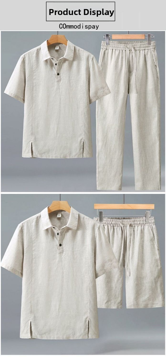Completo camicia uomo vestibilità comoda lino misto estivo_voghion.com