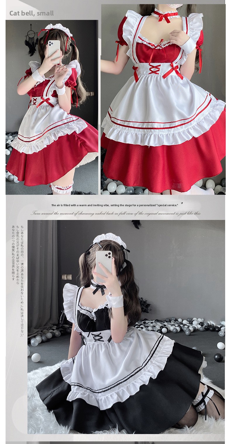 Halloween Cosplay Japanese Maid Outfit Cos Uniform Soft Girl Dress Cute Lolita Maid Lolita Apron Home Uniform_ecoleips.com