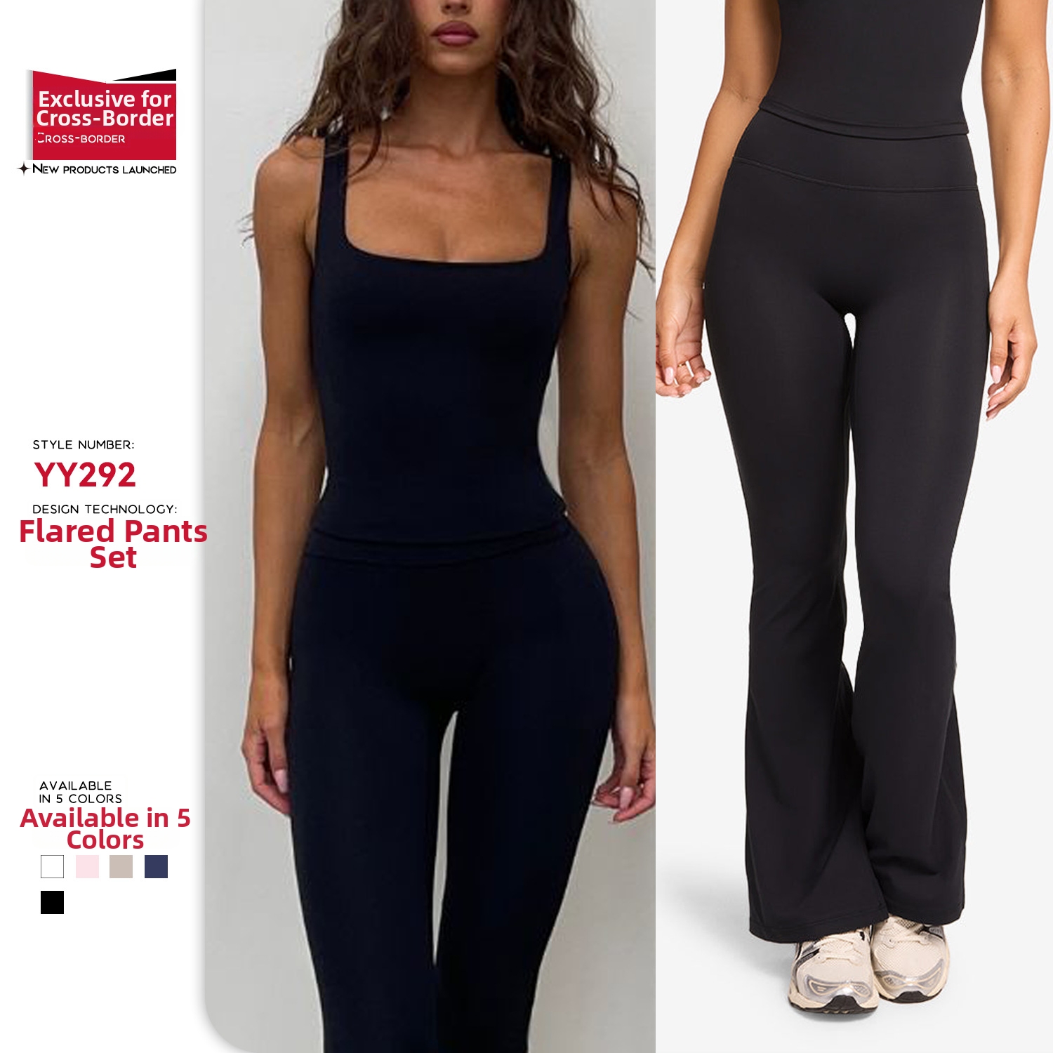 Women's Yoga Outfit Set Long Pants Flared Sports Vest Quick Drying Pilates Running Top Fitness Gym Workout Clothes_voghion.com