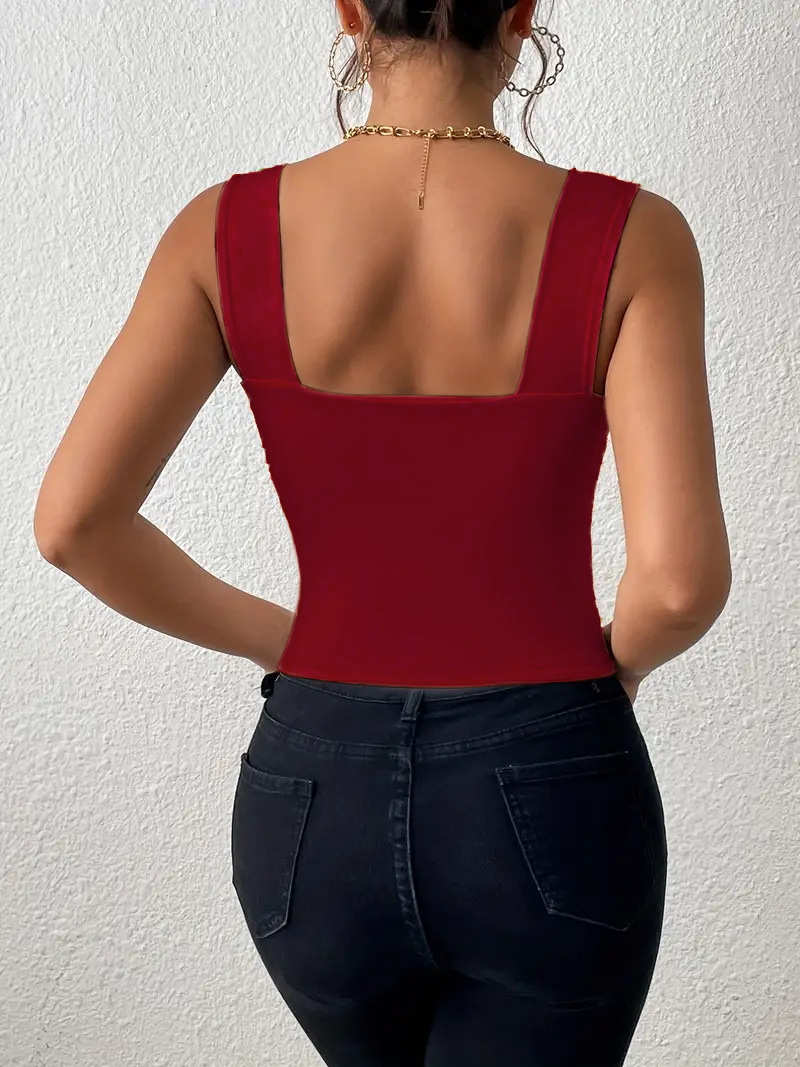 Women's Camisole Sleeveless Slim Fit Top With Wide Shoulder Straps_voghion.com
