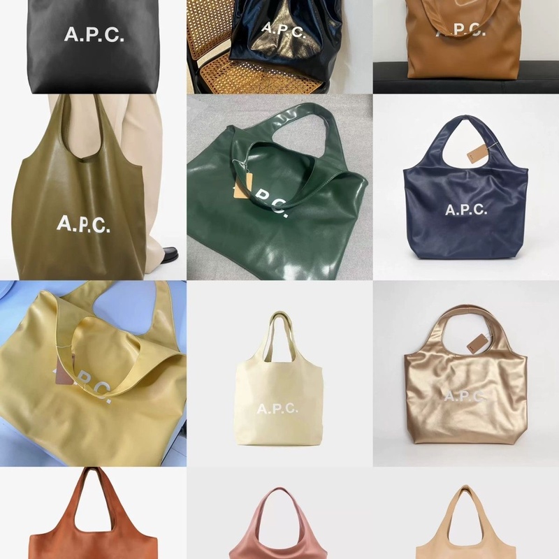 French niche APC large-capacity letter-printed shoulder bag, made of eco-friendly PU leather, a stylish tote bag suitable for commuting and carrying a laptop
