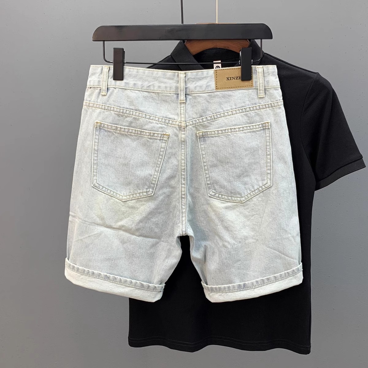Herren Jeansshorts In Hellblau Stretch Denim Cargo Stil_voghion.com