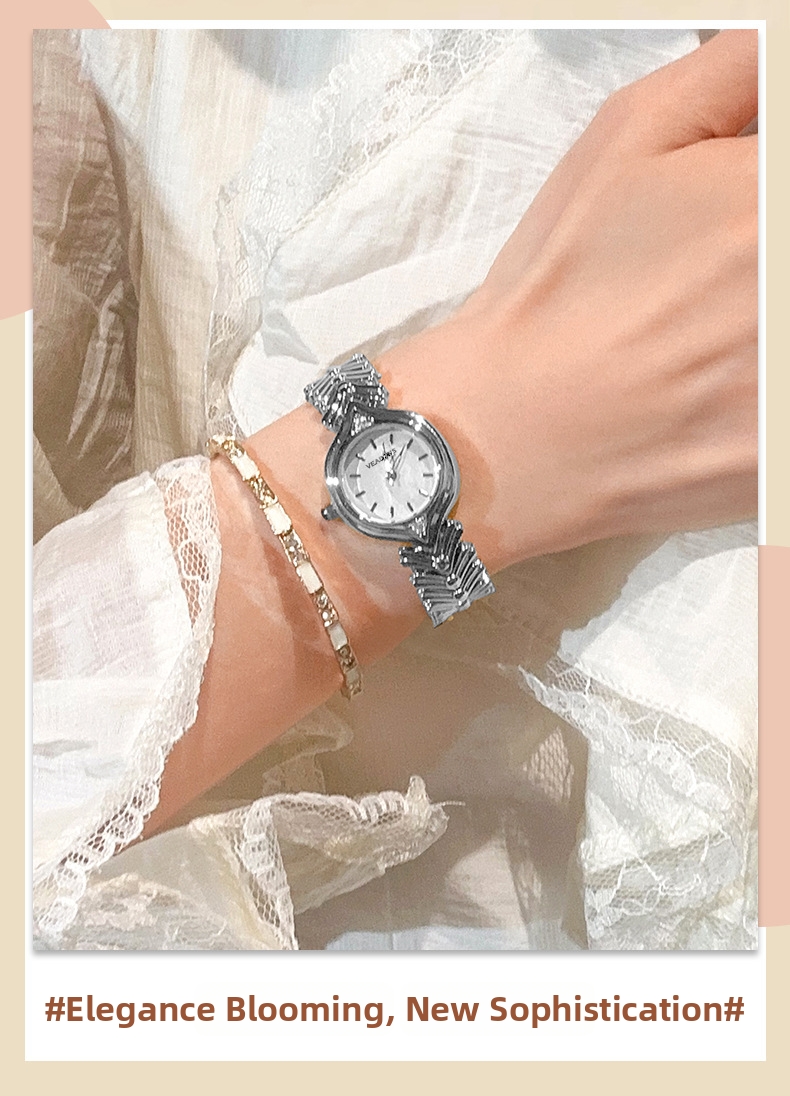 Guld damur quartz armbandsur med pärlemor urtavla retro stil_voghion.com