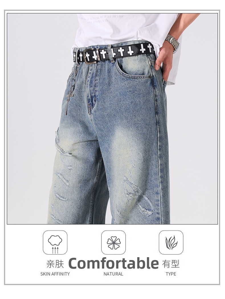 Unisex American Style Graffiti Distressed Straight Leg Jeans Trendy Fashionable Loose Fitting Wide Leg Pants New 2026 Style_mkmklike.com