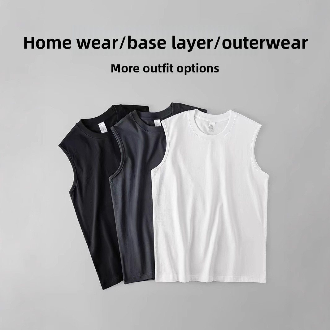 Men's Heavy Cotton Sleeveless Vest White Solid Colour Tank Top_voghion.com