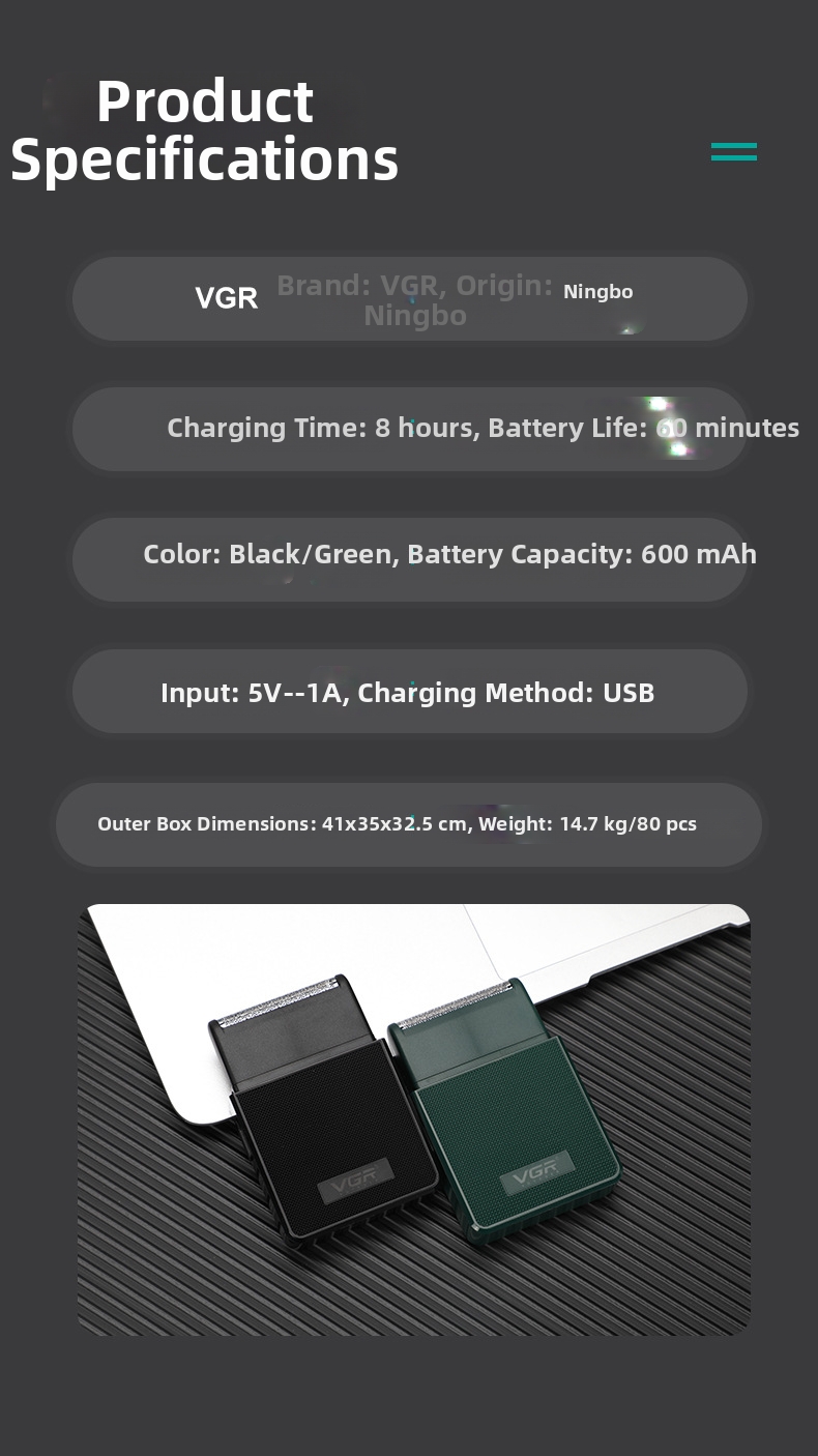 Electric Shaver Rechargeable Portable Men's Reciprocating Razor_voghion.com