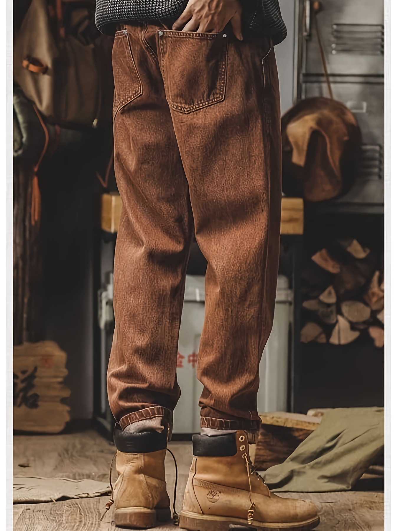 Jeans uomo classici taglio dritto stile rétro autunno inverno_voghion.com