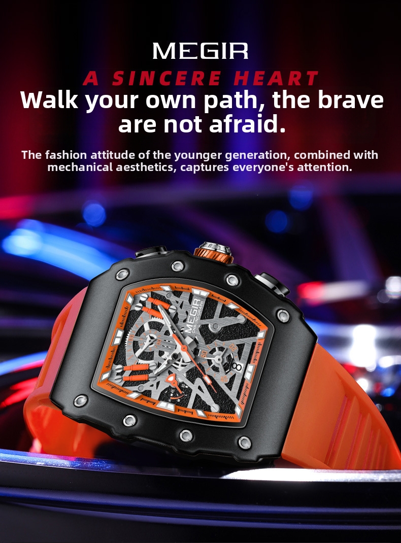 Men's Quartz Watch Square Silicone Strap Chronograph Luxury Style_voghion.com
