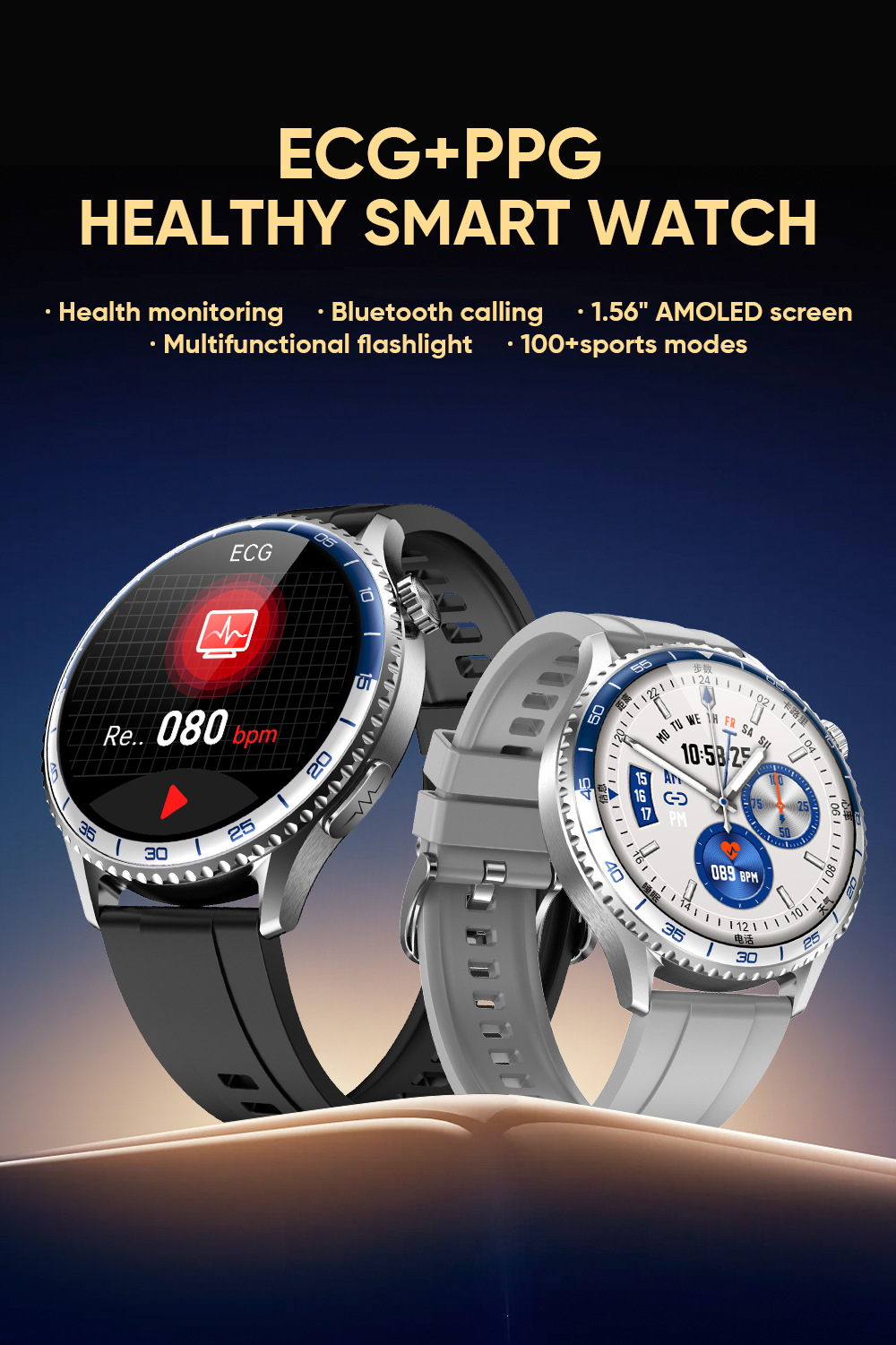 Herren Smartwatch Mit Blutlipid- Und Herzfrequenzmessung_voghion.com