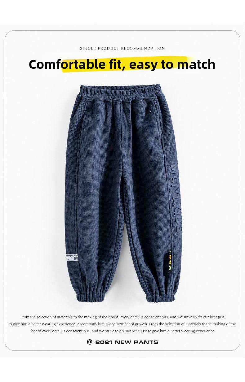 Waffelstrick Hose Für Jungen Bequeme Freizeithose Für Kinder_voghion.com