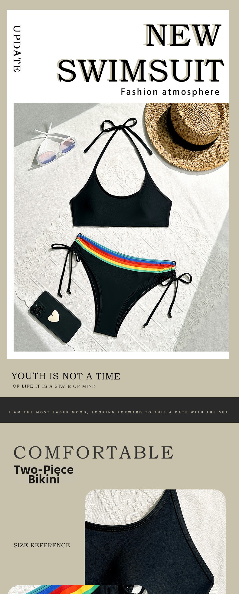 Women's Clothing Women's Sexy Solid Color Striped Bikini Style Two Piece Swimsuit Beach & Pool Ready Quick-Dry Polyester, Modest Coverage_voghion.com