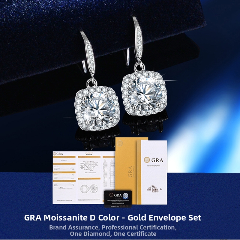 S925 Sterling Silver Moissanite Stud Earrings Heart-Shaped Pink Diamond Square Baguette Fashionable Elegant Female Earrings_voghion.com