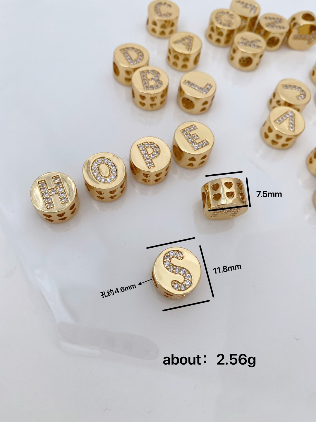 Zircon Inlay Material 1 Piece 11.8mm Copper Zircon Letter Beads