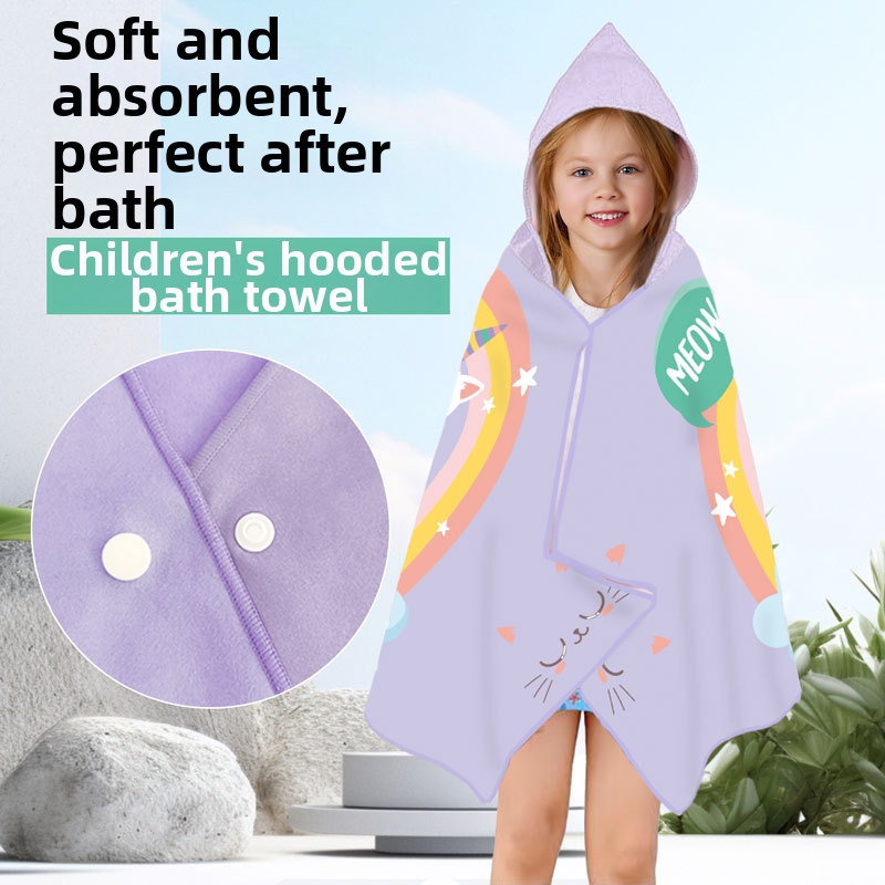 Children's Beach Towels Capes Quick Drying Absorbent Jacquard Hooded Styles Swimming Towels_voghion.com