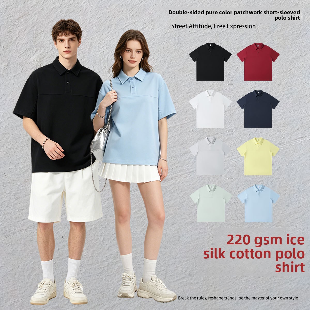 Herren Poloshirt Aus Eiskunstseide Einfarbig Business Casual Sommer_voghion.com