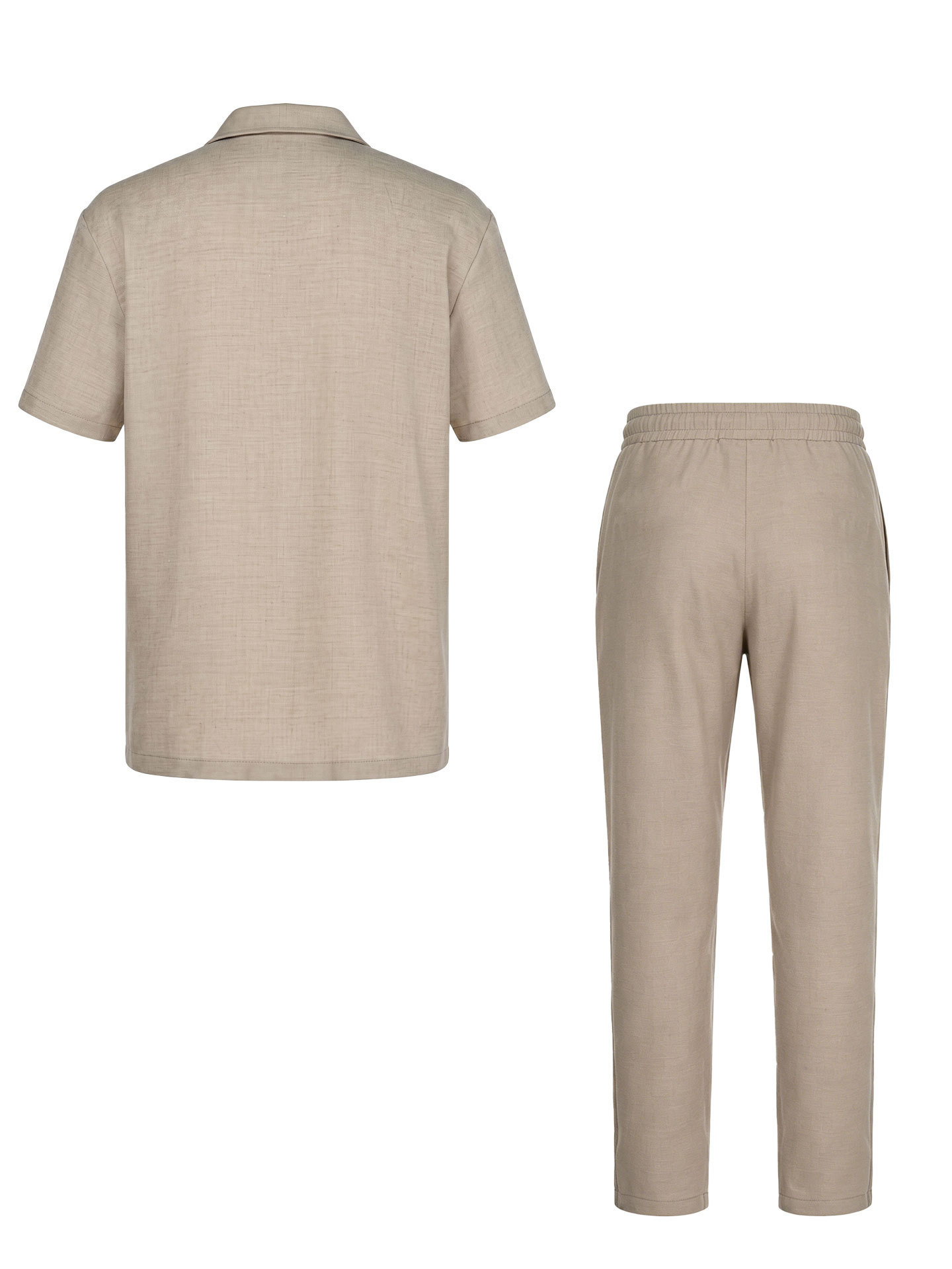 Men's Fashion Print Short Sleeve Shirt And Casual Trousers 2-Piece Set Breathable Lightweight Summer Outfit for Vacation Street Style_viptrois.com