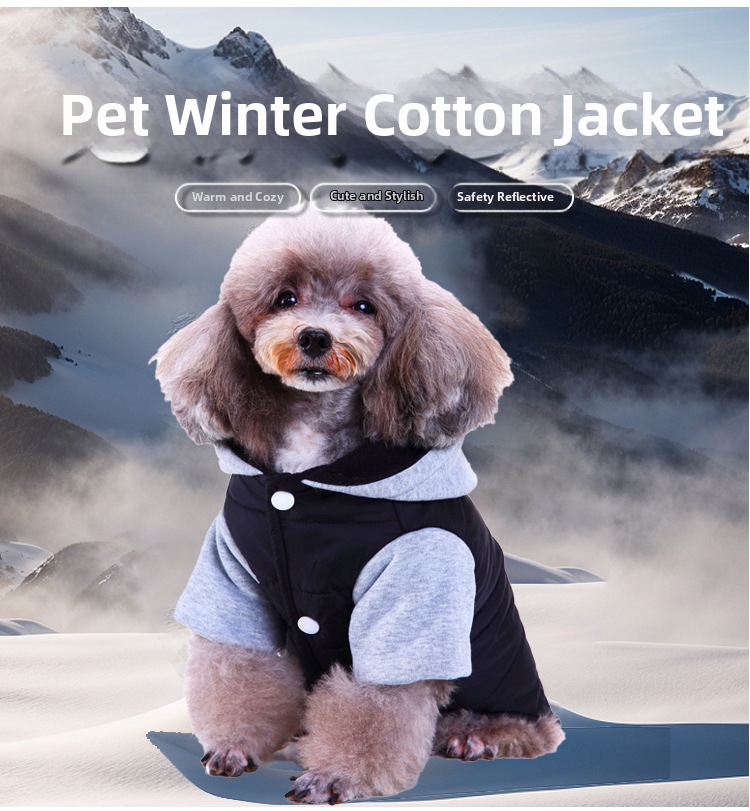 Varm, foret hundevinterjakke med refleksbånd og hætte_voghion.com