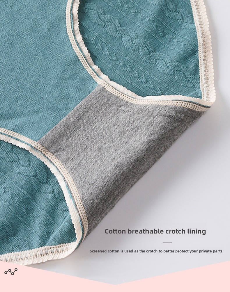 Cuecas de algodão às riscas com renda e jacquard floral_voghion.com