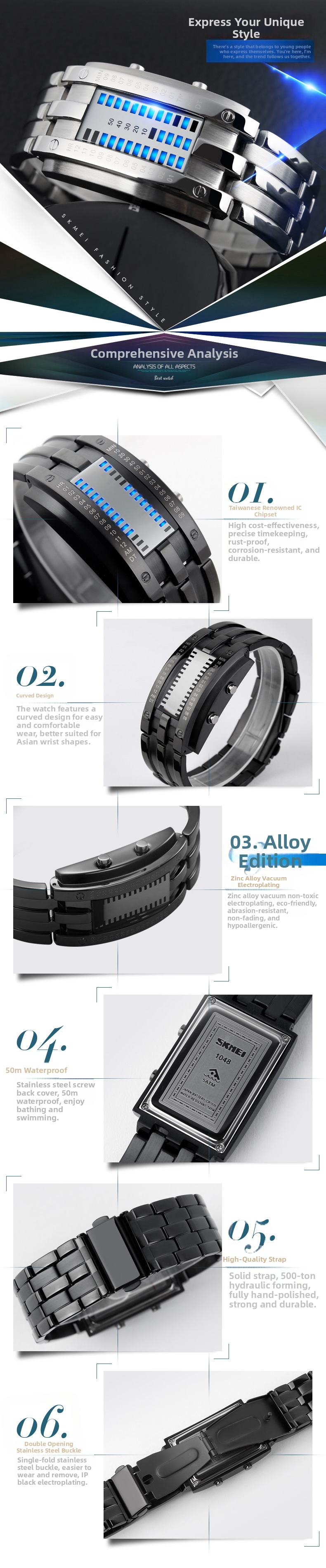 Montre digitale rétro led étanche unisexe pour les couples_voghion.com