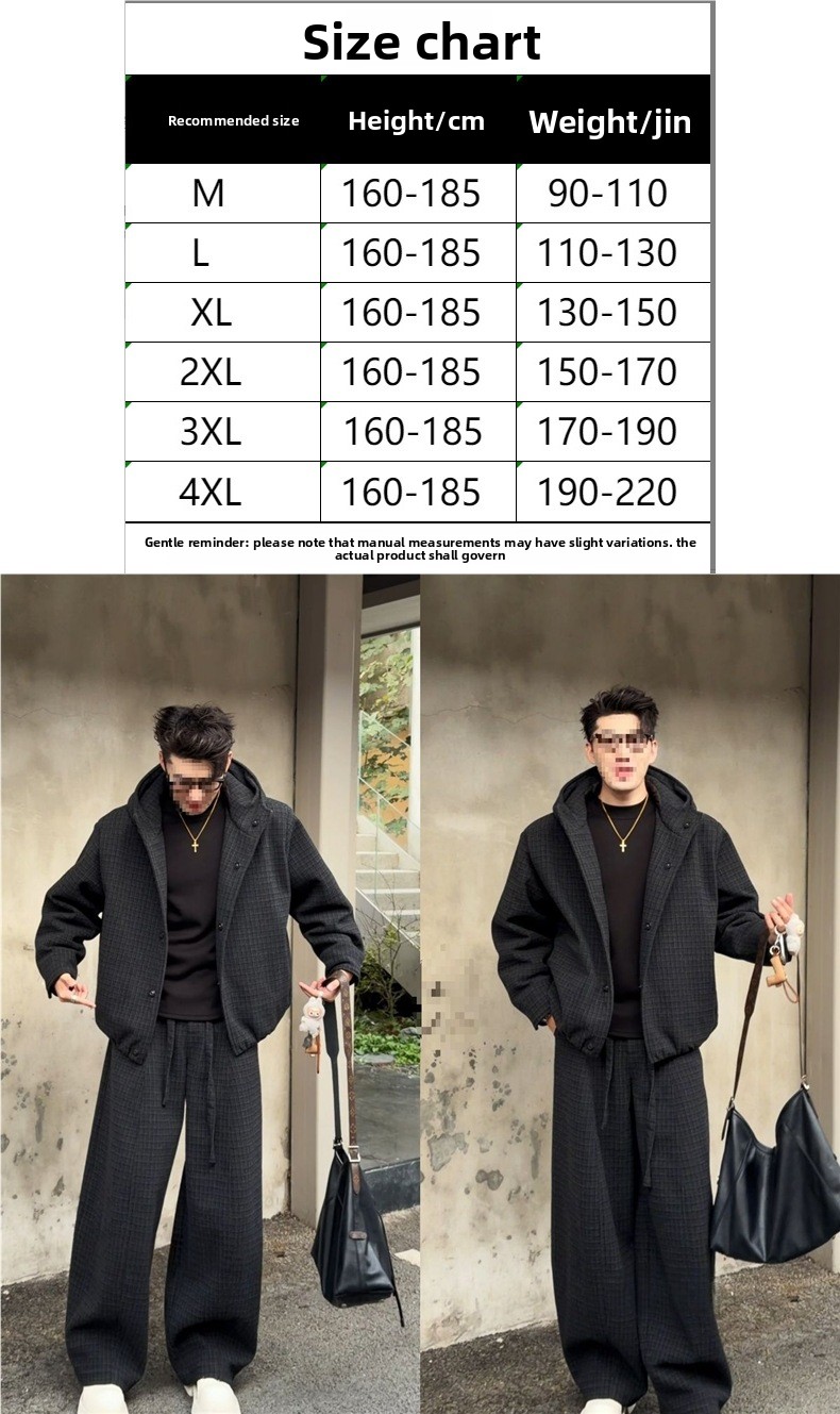 Heren retro casual set losvallende jas en broek herfst winter_voghion.com