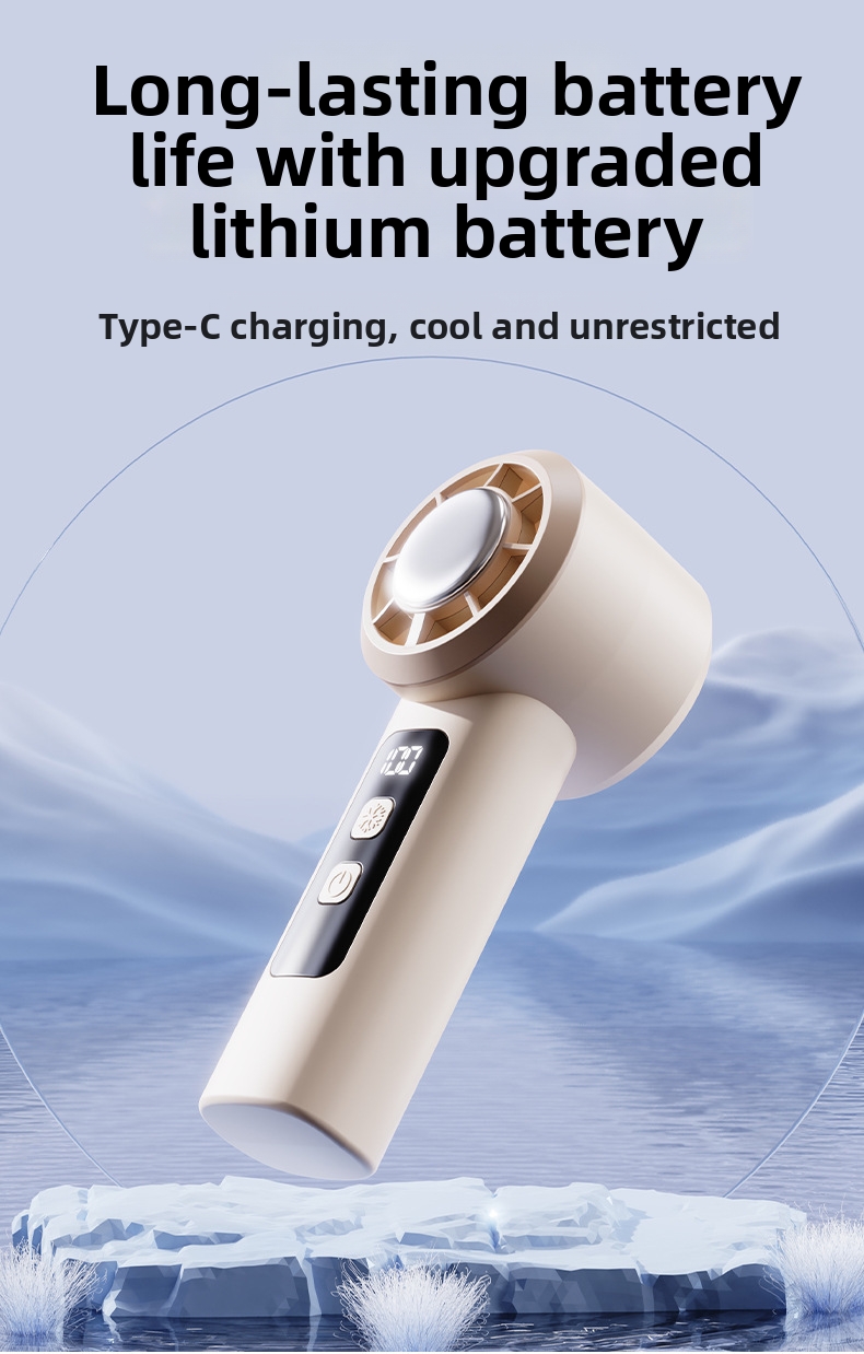 Handventilator Tragbar Usb Wiederaufladbar Mit Digitalanzeige_voghion.com