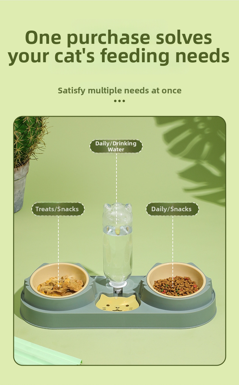 Double Bowl Pet Dish Automatic Feeder And Water Dispenser_voghion.com