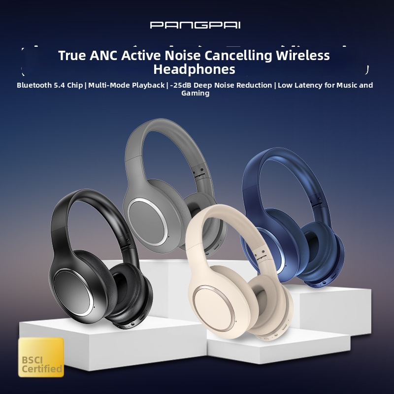 True ANC Active Noise Cancelling Headphones P6066 Over Ear Bluetooth Earphones With Long Battery Life For Music And Gaming_voghion.com