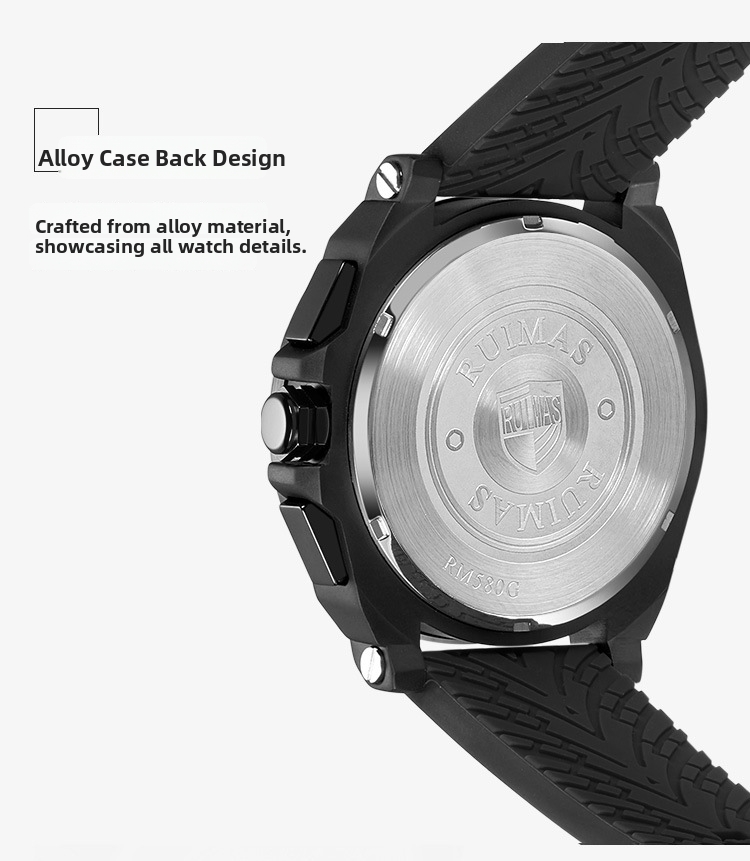 Men's Chronograph Quartz Watch With Rubber Strap And Calendar_voghion.com