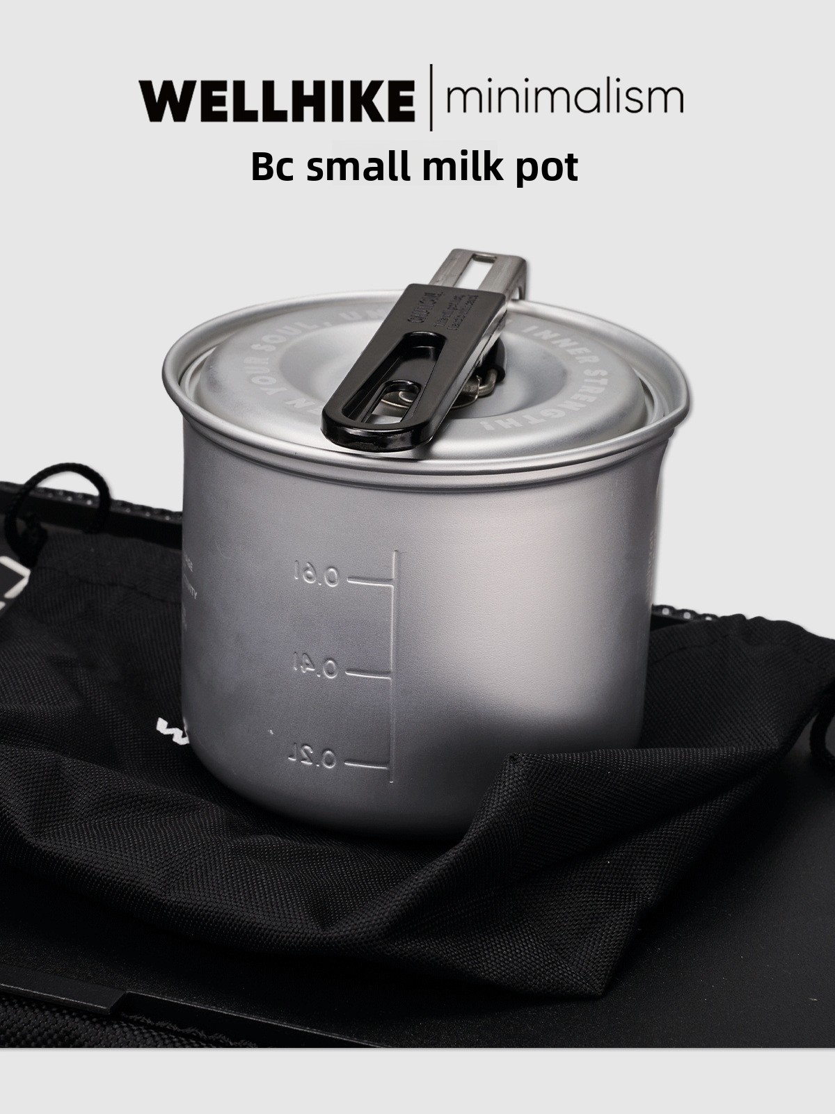 KAWELL portable aluminum alloy camping pot with foldable handle