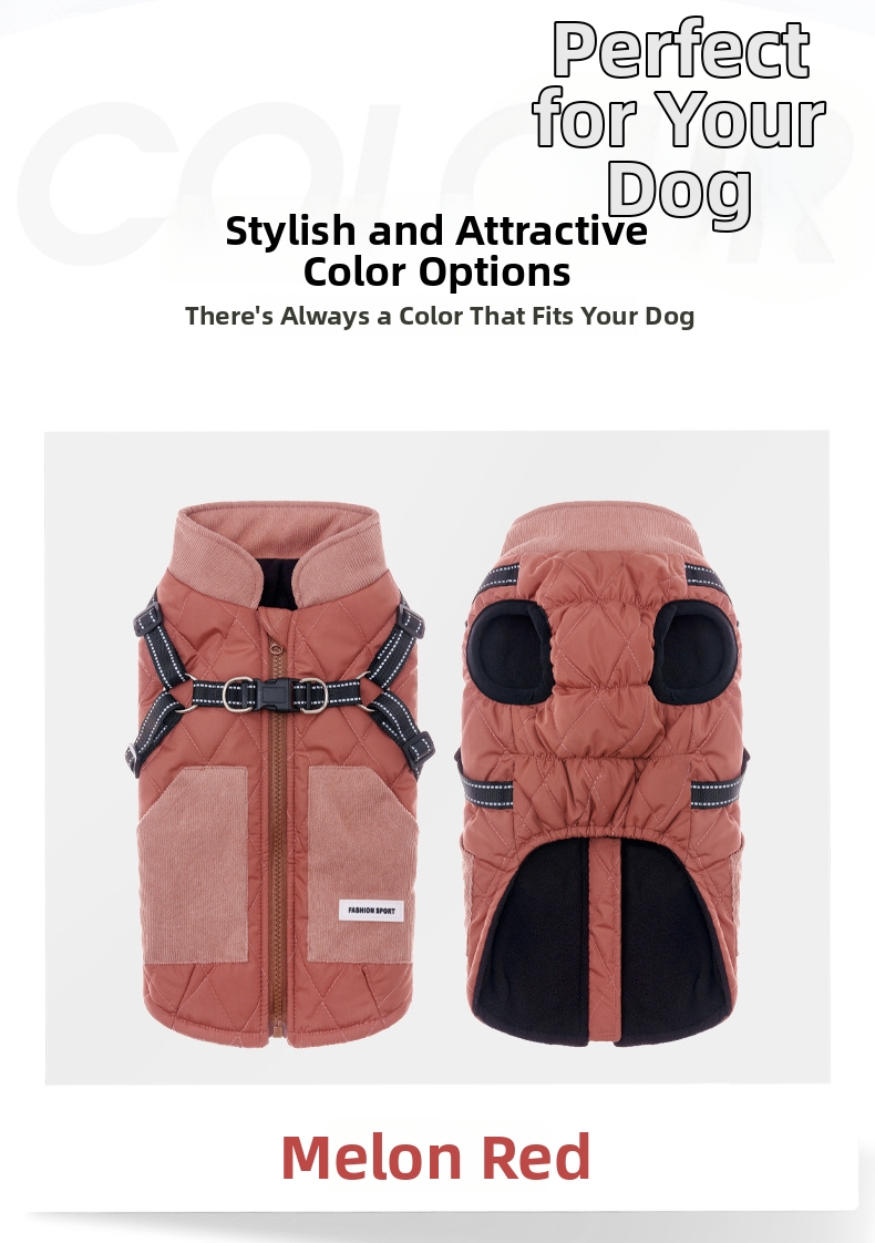 Dog Winter Padded Coat With Integrated Harness For Small Breeds_voghion.com