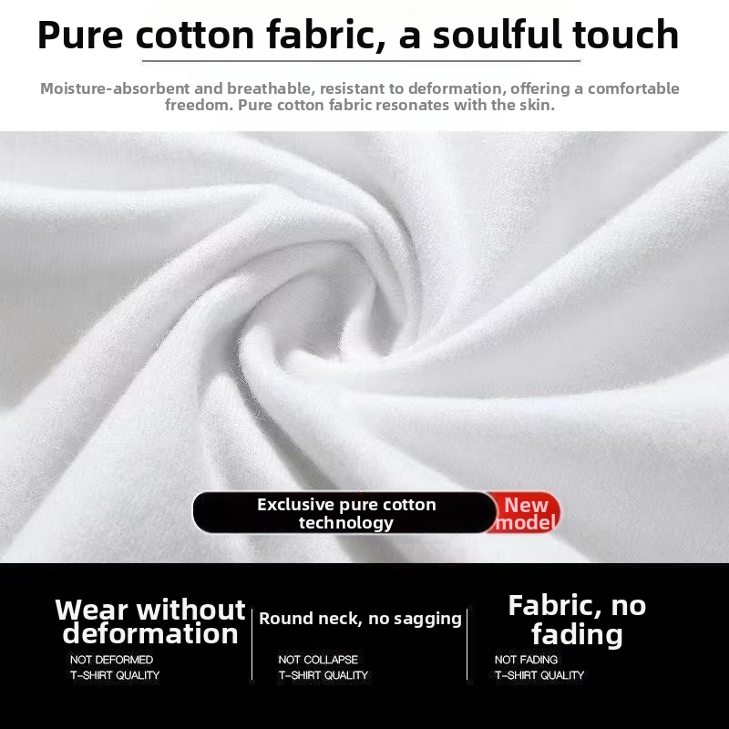 Men's Heavyweight Pure Cotton Crew Neck T-Shirt Short Sleeve Fashionable Loose Fit Versatile Trendy Summer Base Layer Shirt_viptrois.com