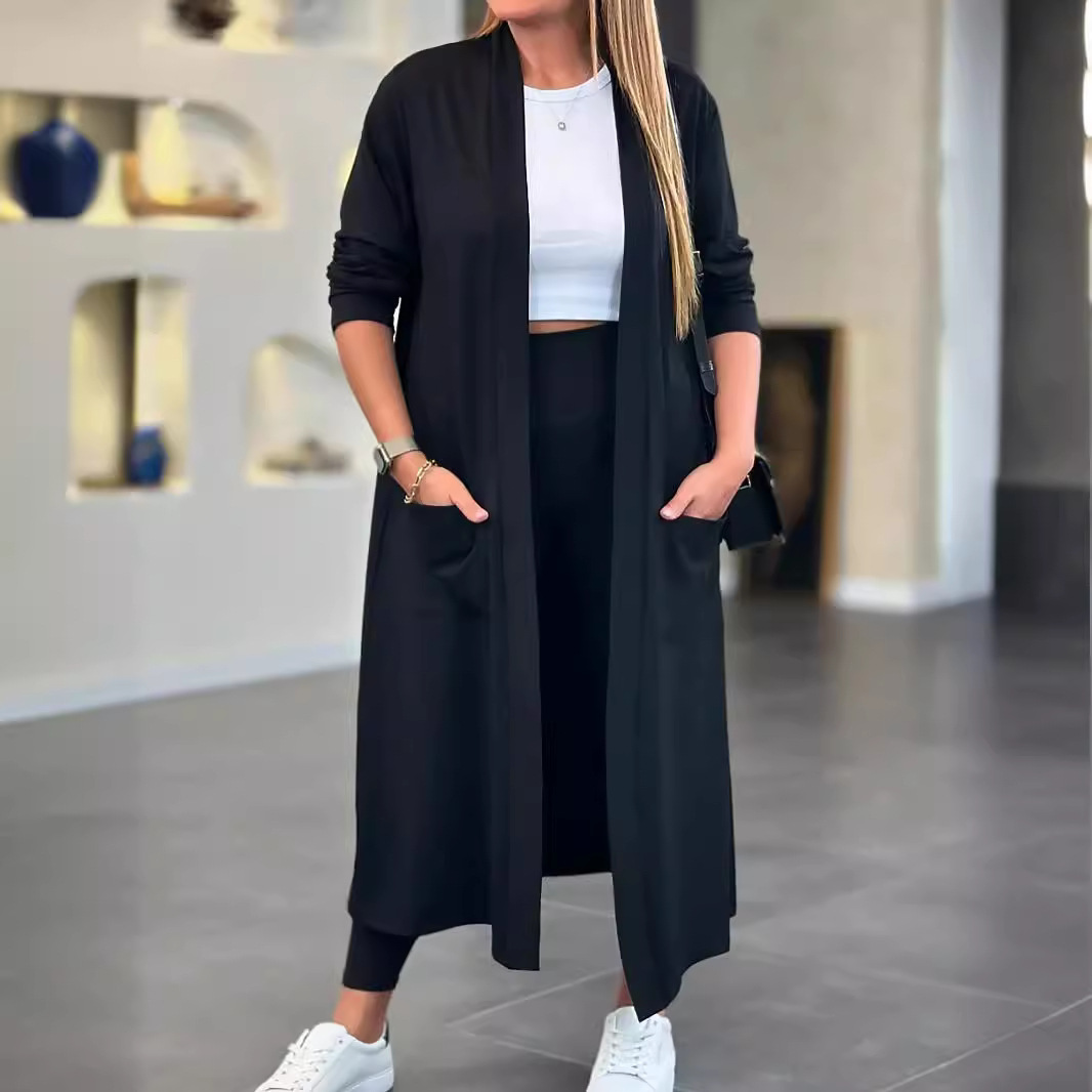 Women's Casual Fashion Long Sleeved Coat Solid Color Trench Coat plus Size Spring Autumn Popular Independent Websites Style_voghion.com