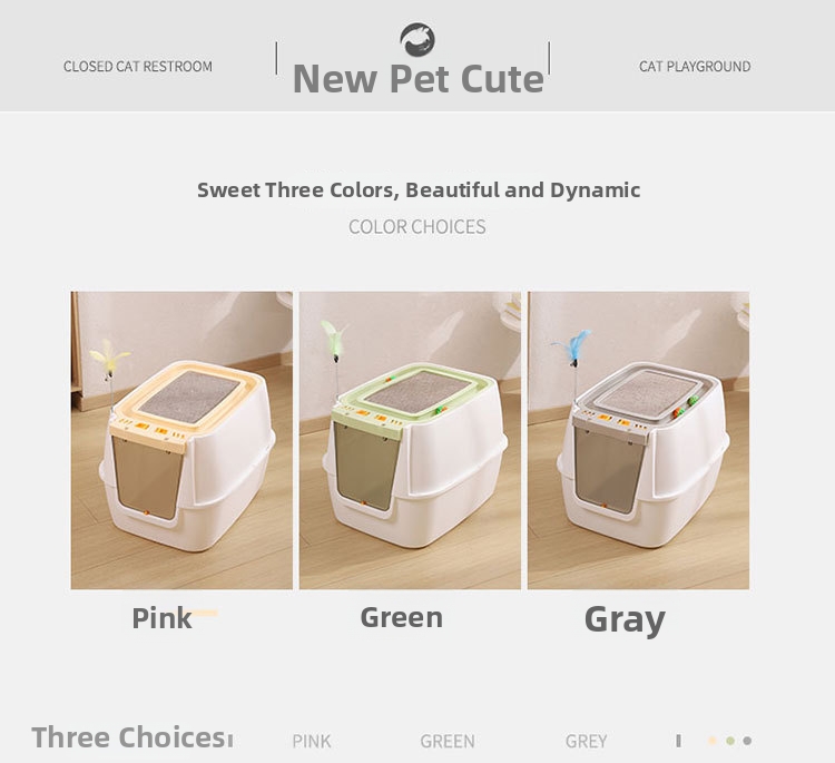 Extra Large Mega Cat Litter Box Fully Enclosed Splash Proof Odor Resistant Sterilizing_voghion.com