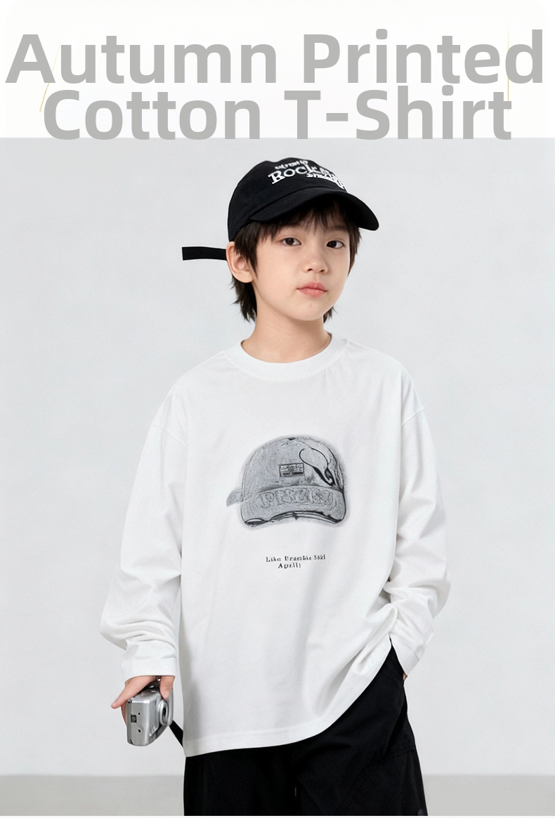 T-shirt garçon manches longues en pur coton pour une couche de base_voghion.com