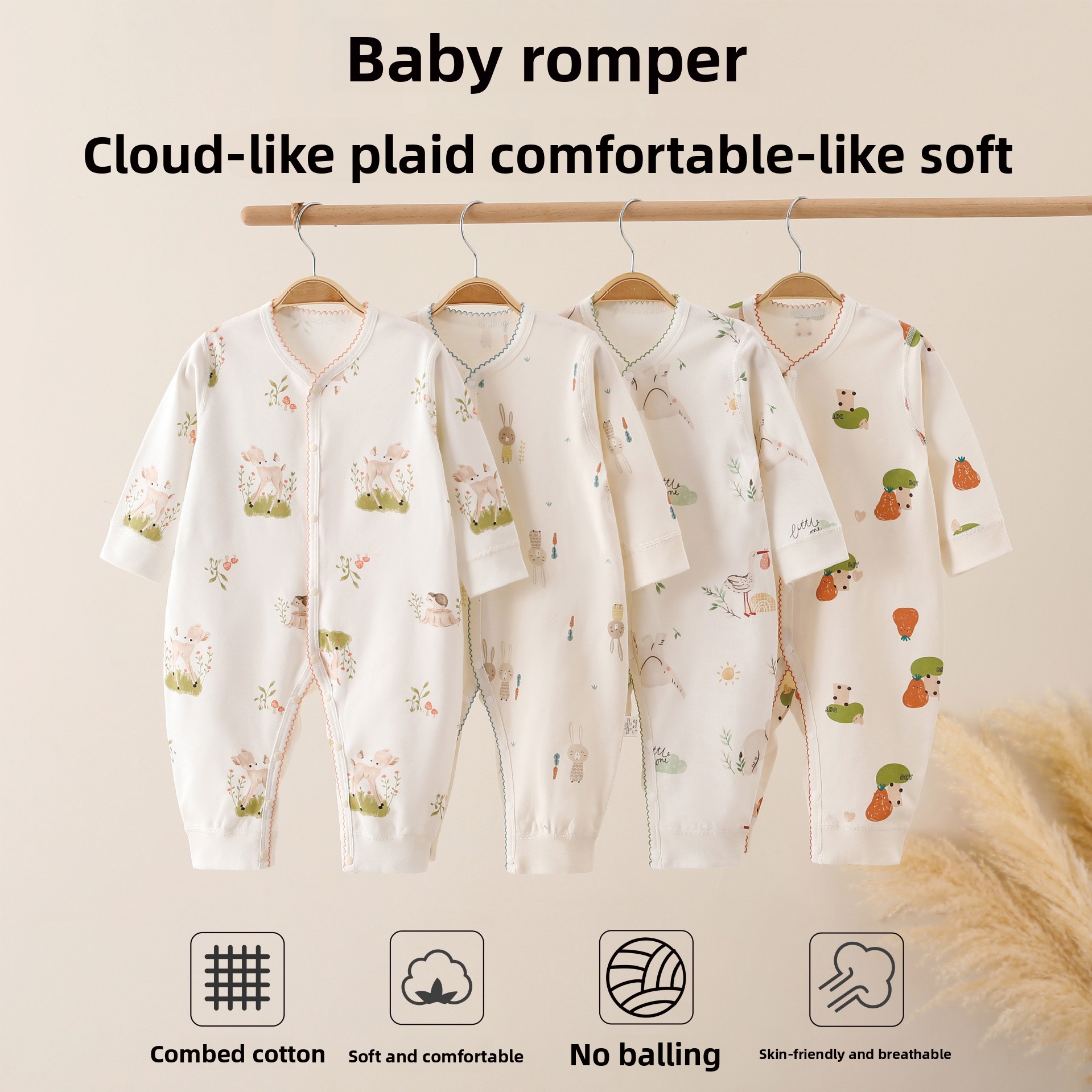 Rompertjes voor baby's, pasgeborenen, katoenen rompertjes zonder baleinen, babykleding, klimkleding, loungewear_voghion.com