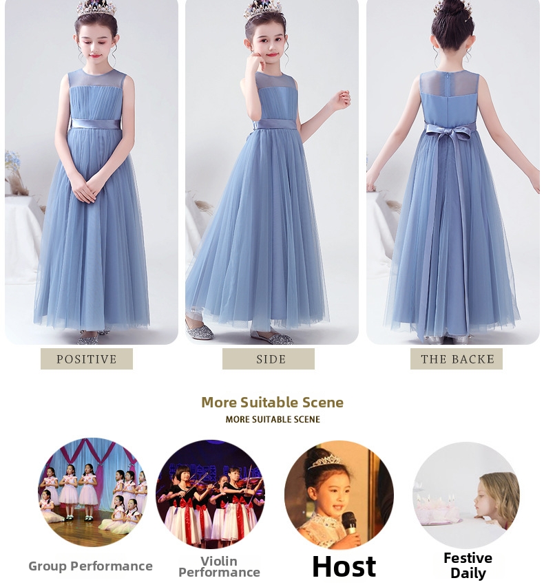 Robe longue sans manches en tulle fée pour mariage et anniversaire_voghion.com